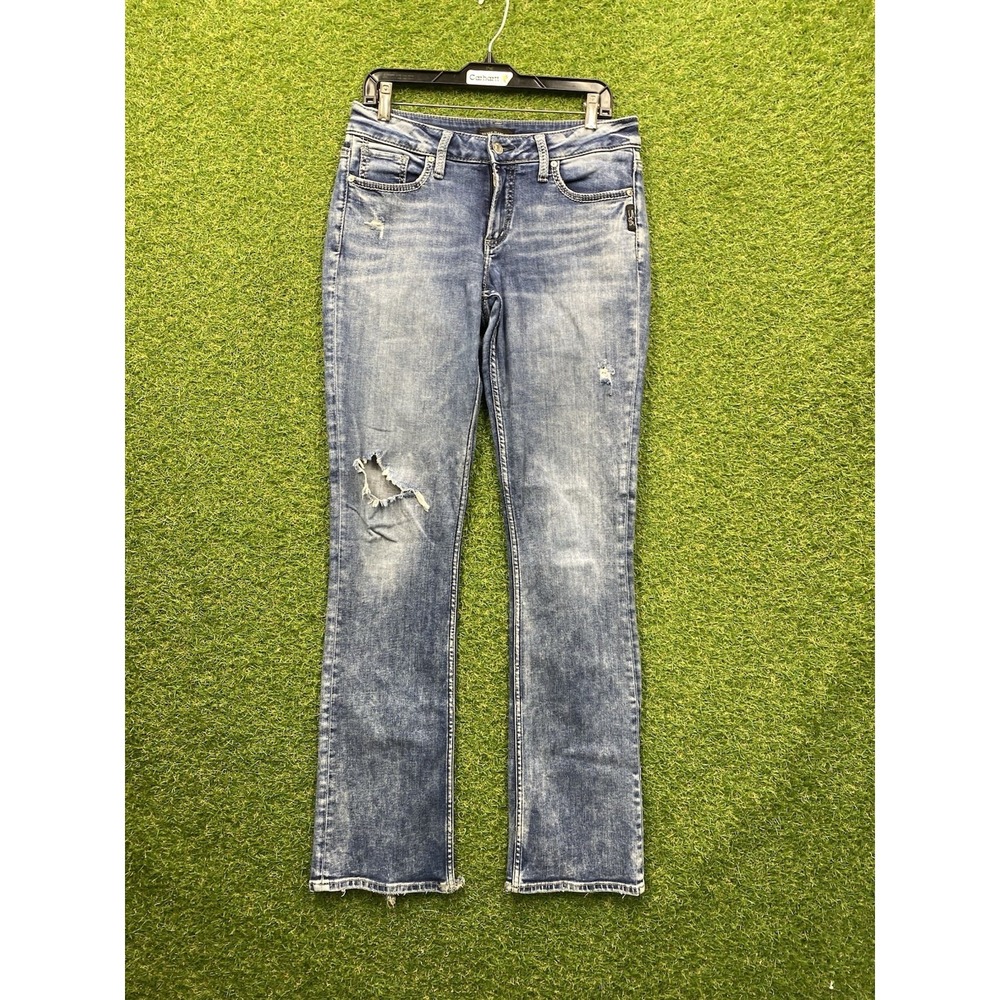 Silver Jeans Suki Mid Slim Boot Jeans Womens 30x34 Blue Super Stretch Bootcut